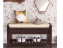 Espresso Cushioned Entryway Bedroom Bench with Drawers (39.00 in. W x 14 in. D x 19.8 in. H) - Image 3