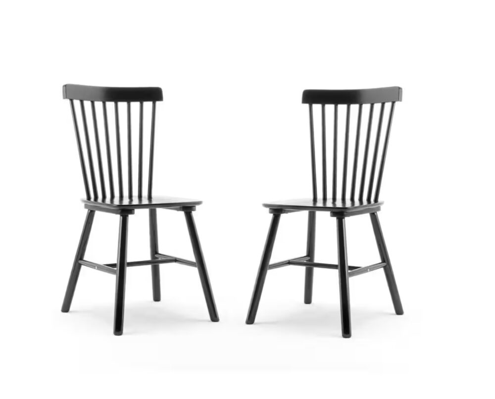 Windsor Black Solid Wood Dining Chairs for Kitchen and Dining Room (Set of 4) - Image 3